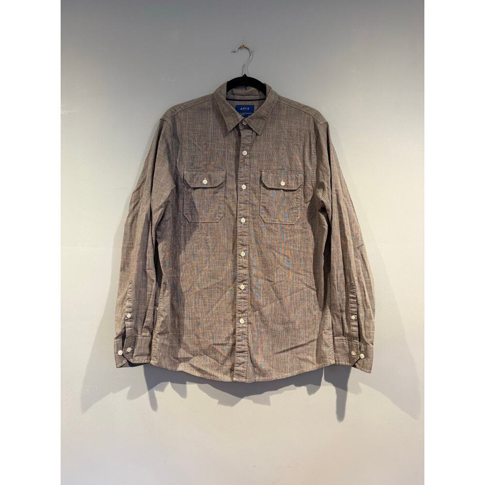 APT.9 Premier Flex Slim Fit Button-Down Shirt Gray Size M